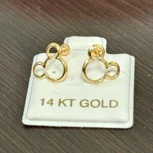 Solid Gold 14 Karat Yellow Mouse Stud Earring